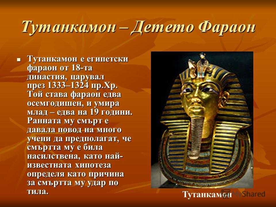 Тутанхамон, подробная биография