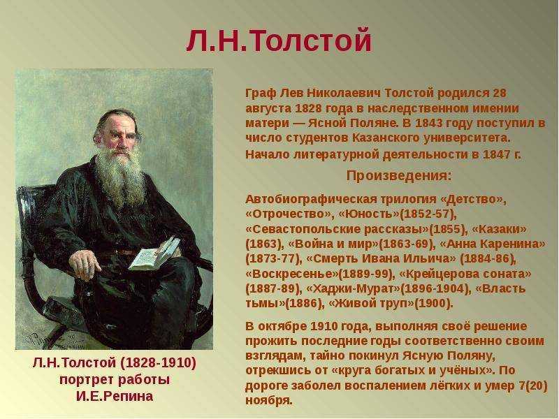 Творчество толстого презентация