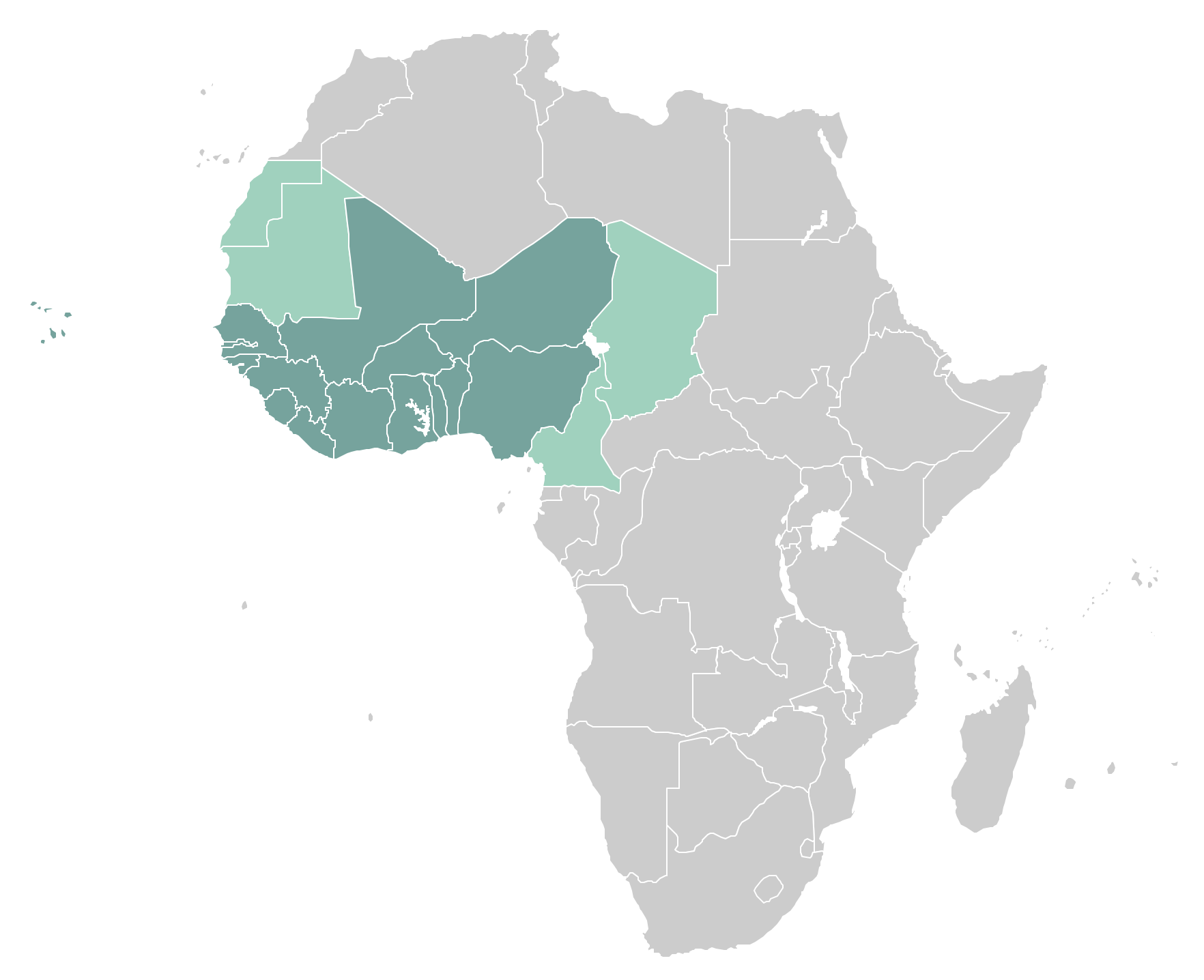 Крупнейшая страна западной африки. Государства Западной Африки на карте. Регионы Западной Африки. ГП Западной Африки. Страны Западной Африки на карте Африки.