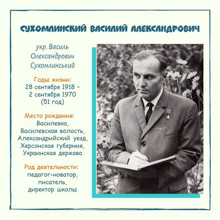 Сухомлинский василий александрович (1918-1970) - биография, жизнь и творчество писателя