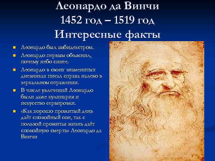 Какой орган леонардо да винчи. Леонардо да Винчи художник эпохи Возрождения. Основные заслуги Леонардо да Винчи. 6 Фактов о Леонардо да Винчи. Леонардо да Винчи биография очень кратко.