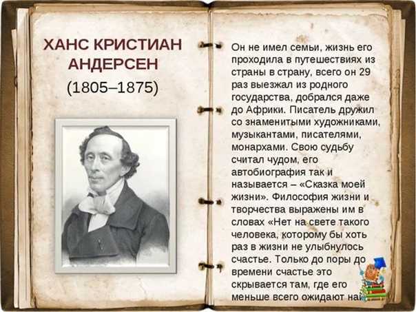 Биография г.-х. андерсена (4 класс)
