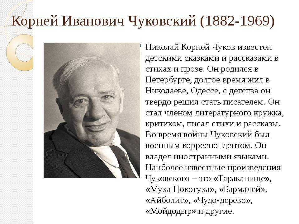 Сообщение о чуковском 2 класс литературное чтение. Корней Чуковский краткая биография для 2 класса. Корней Чуковский биография для детей 2 класса краткая биография. Биография Корнея Ивановича Чуковского для 2 класса кратко для детей. Биография Чуковского для 2 класса.