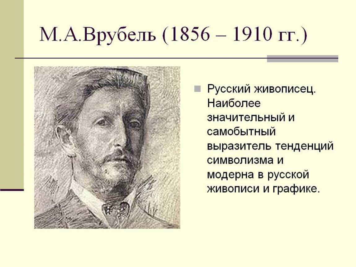 Презентация врубель михаил александрович