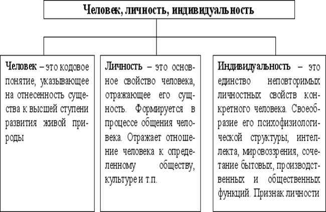 Схема личность человек индивид индивидуальность личность