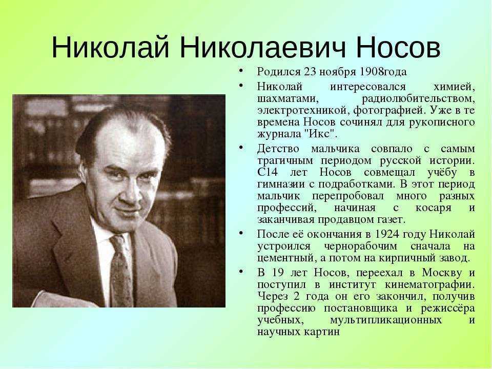 Презентация николай носов биография для детей