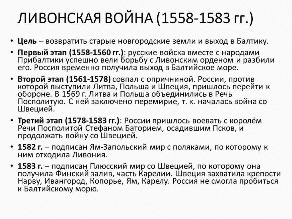 События какой войны изображены на схеме ливонской войны